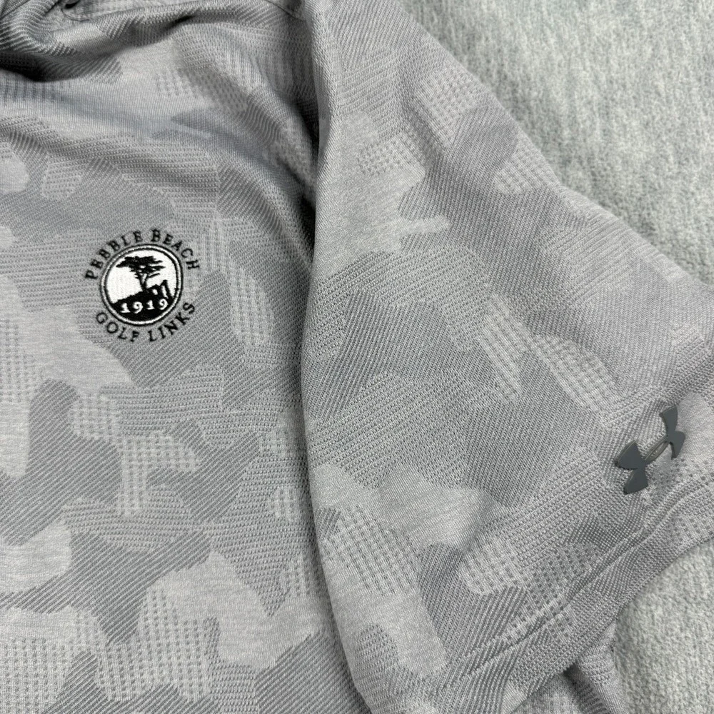 Under Armour Shirt Mens XL Gray Camo Pebble Beach Golf Links HeatGear Polo